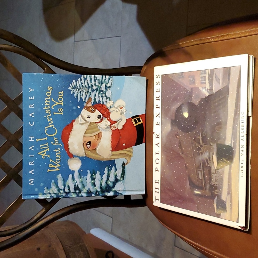 Lot of 2 Christmas Books The Polar Express hardcover with jacket & Mariah Carey